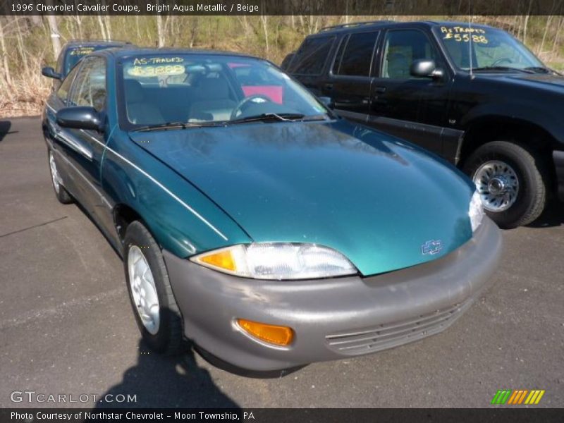 Bright Aqua Metallic / Beige 1996 Chevrolet Cavalier Coupe
