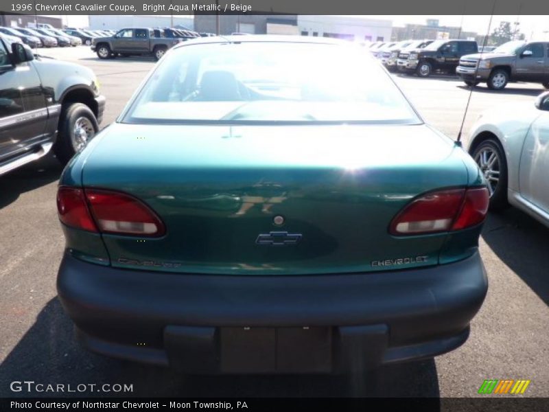 Bright Aqua Metallic / Beige 1996 Chevrolet Cavalier Coupe