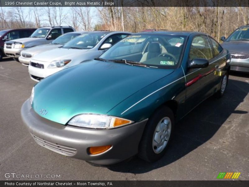 Bright Aqua Metallic / Beige 1996 Chevrolet Cavalier Coupe