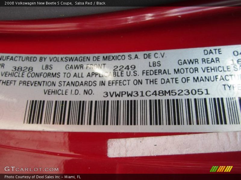Salsa Red / Black 2008 Volkswagen New Beetle S Coupe