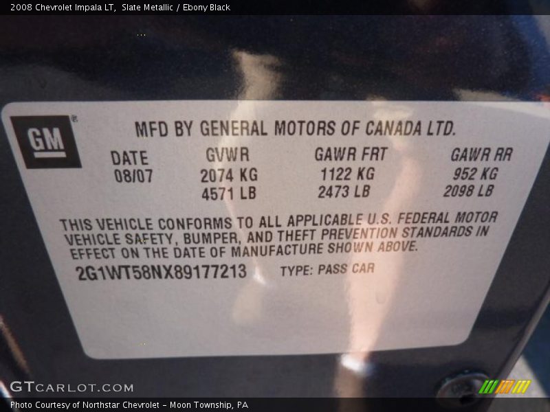 Slate Metallic / Ebony Black 2008 Chevrolet Impala LT