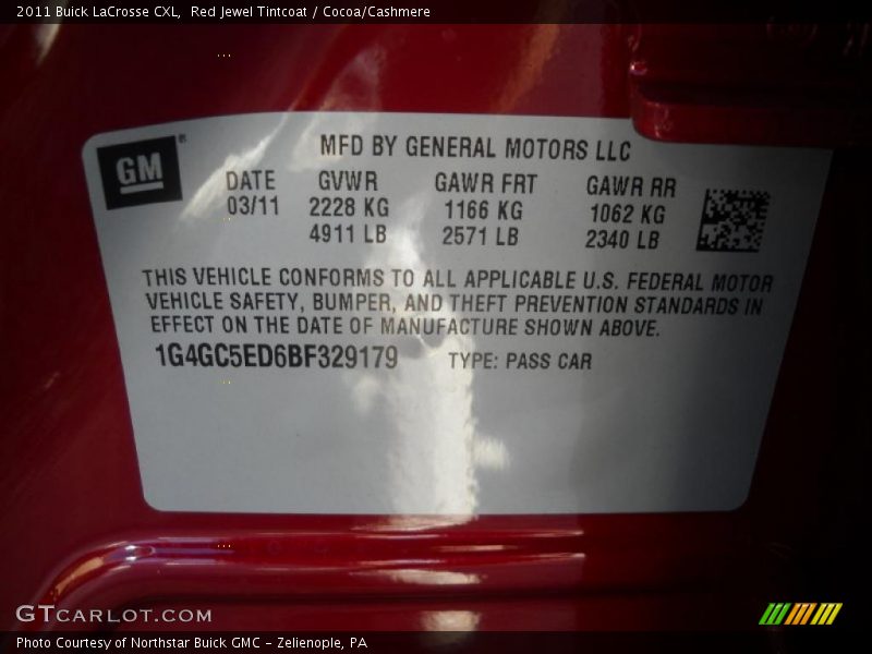 Red Jewel Tintcoat / Cocoa/Cashmere 2011 Buick LaCrosse CXL