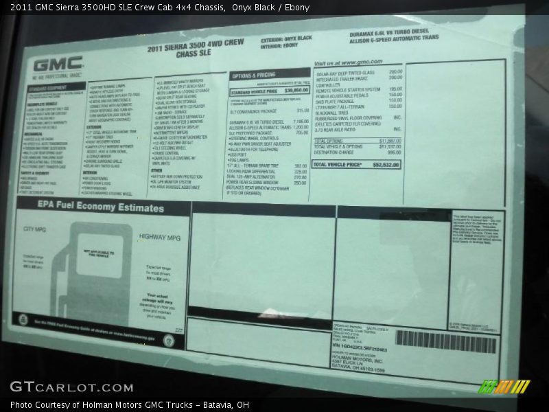 Onyx Black / Ebony 2011 GMC Sierra 3500HD SLE Crew Cab 4x4 Chassis