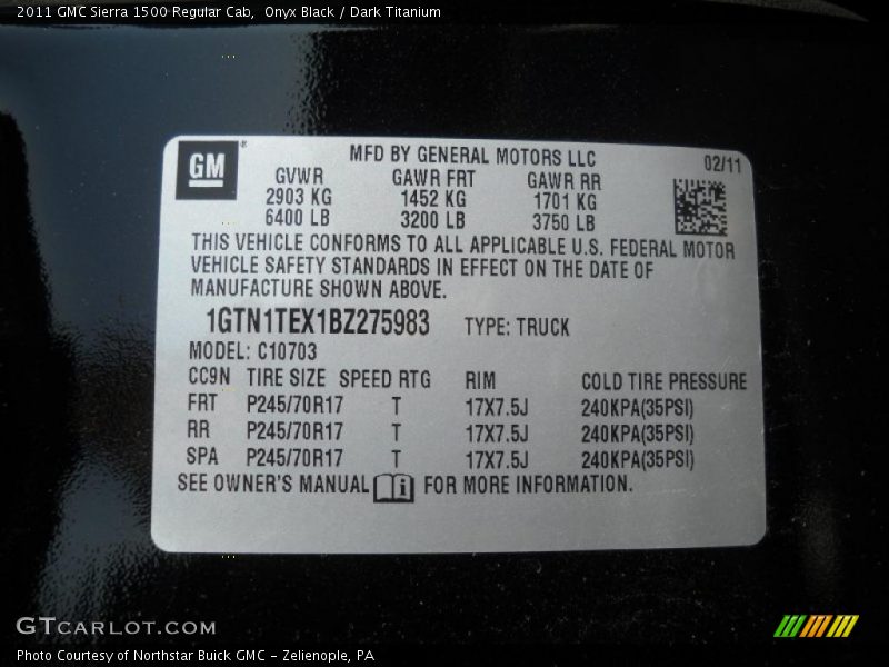 Onyx Black / Dark Titanium 2011 GMC Sierra 1500 Regular Cab