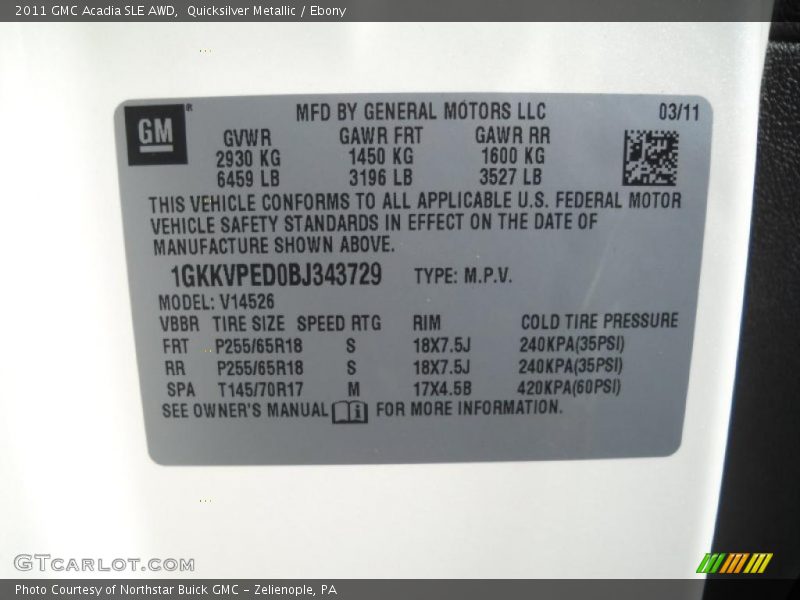 Quicksilver Metallic / Ebony 2011 GMC Acadia SLE AWD