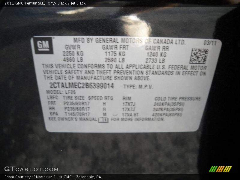 Onyx Black / Jet Black 2011 GMC Terrain SLE