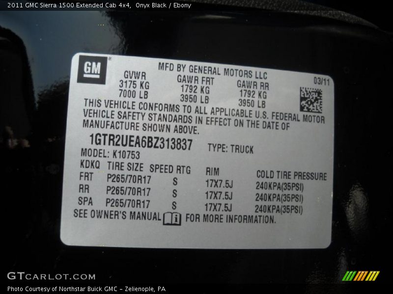 Onyx Black / Ebony 2011 GMC Sierra 1500 Extended Cab 4x4