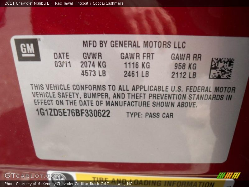 Red Jewel Tintcoat / Cocoa/Cashmere 2011 Chevrolet Malibu LT