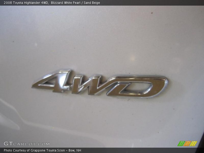 Blizzard White Pearl / Sand Beige 2008 Toyota Highlander 4WD