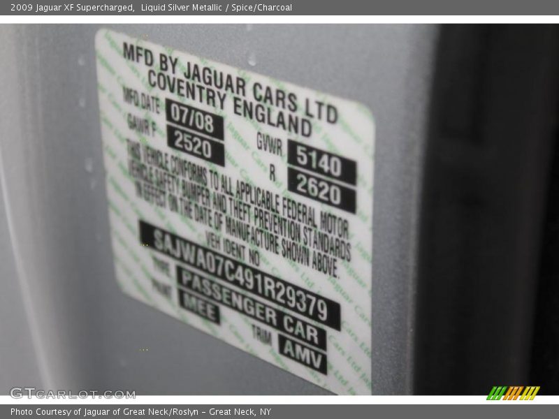 Liquid Silver Metallic / Spice/Charcoal 2009 Jaguar XF Supercharged