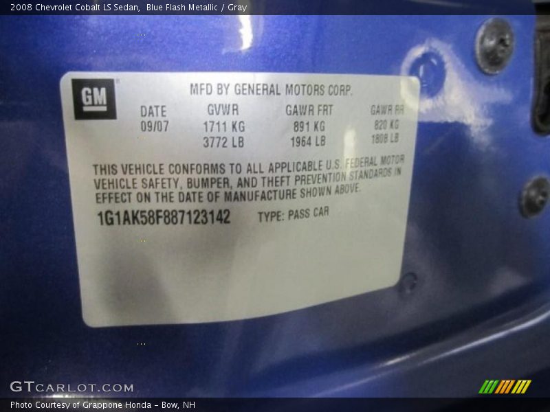 Blue Flash Metallic / Gray 2008 Chevrolet Cobalt LS Sedan