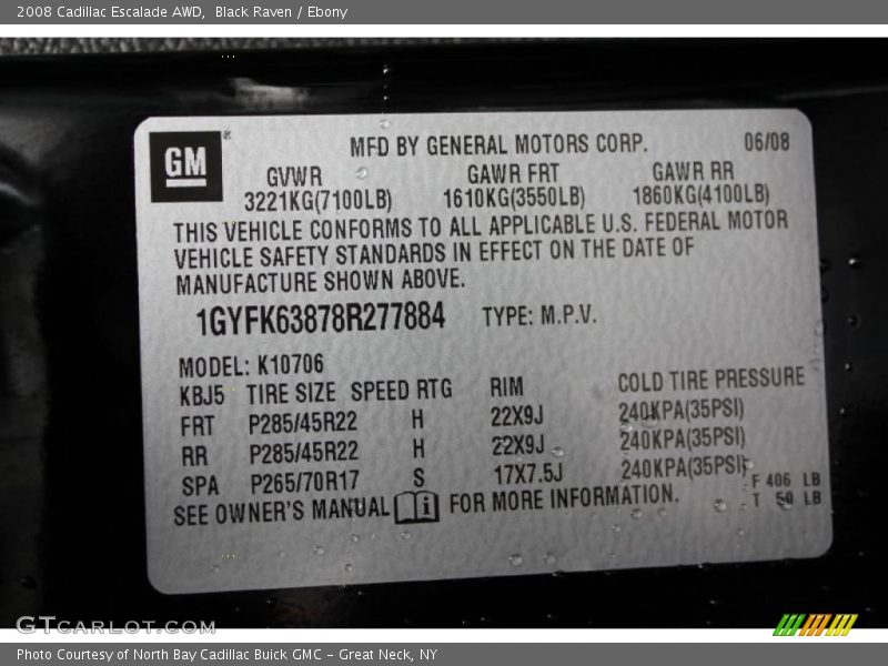 Black Raven / Ebony 2008 Cadillac Escalade AWD