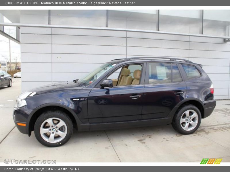 Monaco Blue Metallic / Sand Beige/Black Nevada Leather 2008 BMW X3 3.0si