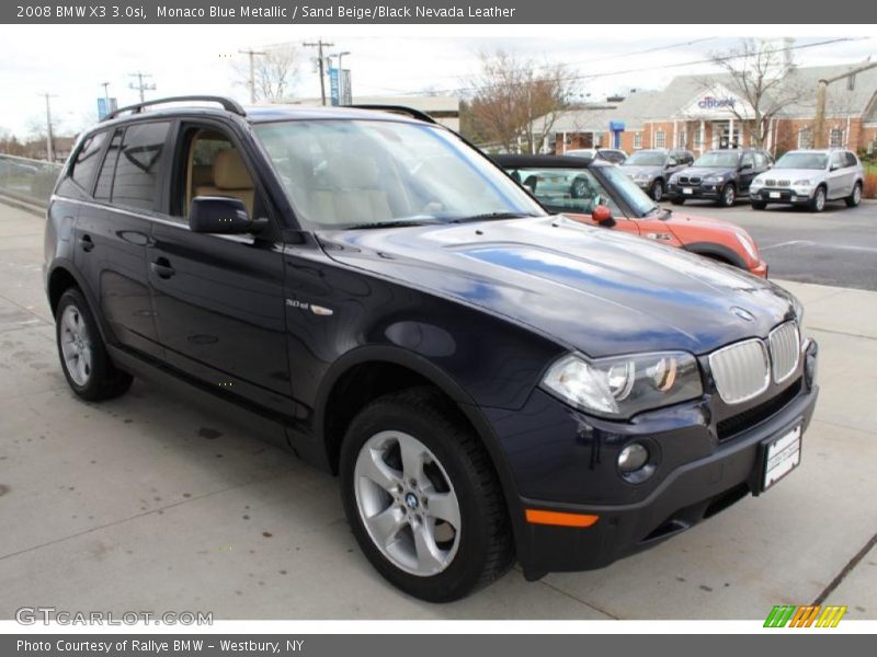 Monaco Blue Metallic / Sand Beige/Black Nevada Leather 2008 BMW X3 3.0si