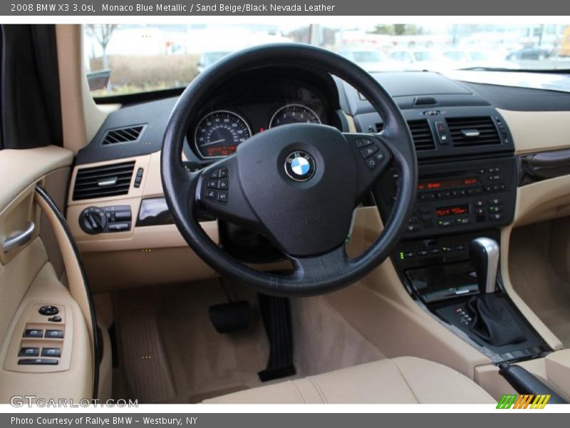 Monaco Blue Metallic / Sand Beige/Black Nevada Leather 2008 BMW X3 3.0si