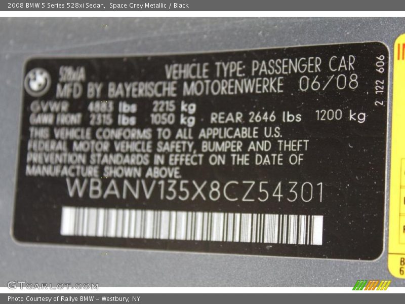 Space Grey Metallic / Black 2008 BMW 5 Series 528xi Sedan
