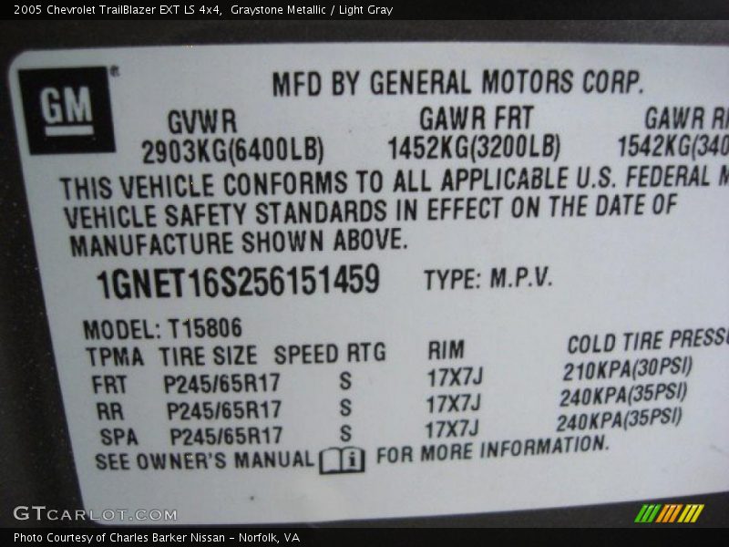 Graystone Metallic / Light Gray 2005 Chevrolet TrailBlazer EXT LS 4x4