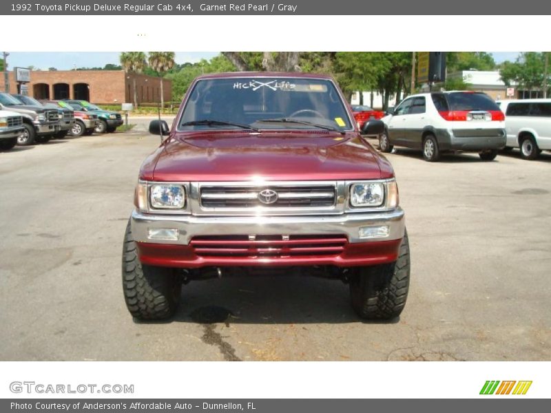 Garnet Red Pearl / Gray 1992 Toyota Pickup Deluxe Regular Cab 4x4