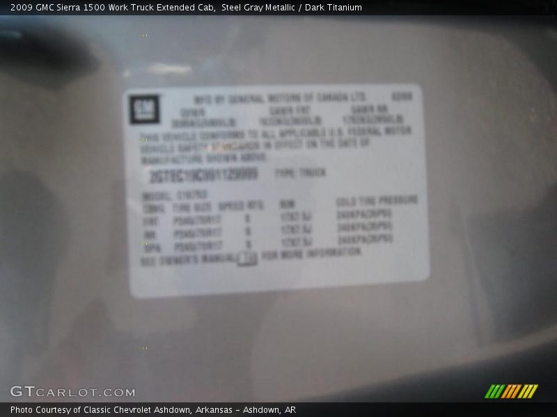 Steel Gray Metallic / Dark Titanium 2009 GMC Sierra 1500 Work Truck Extended Cab