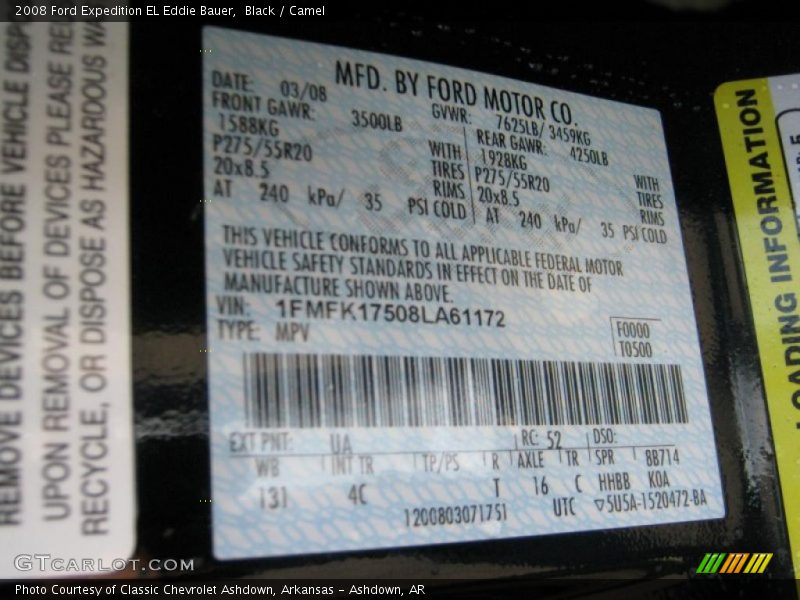 2008 Expedition EL Eddie Bauer Black Color Code UA