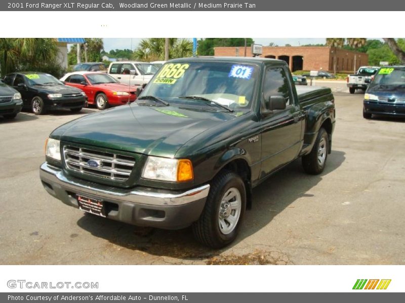 Woodland Green Metallic / Medium Prairie Tan 2001 Ford Ranger XLT Regular Cab