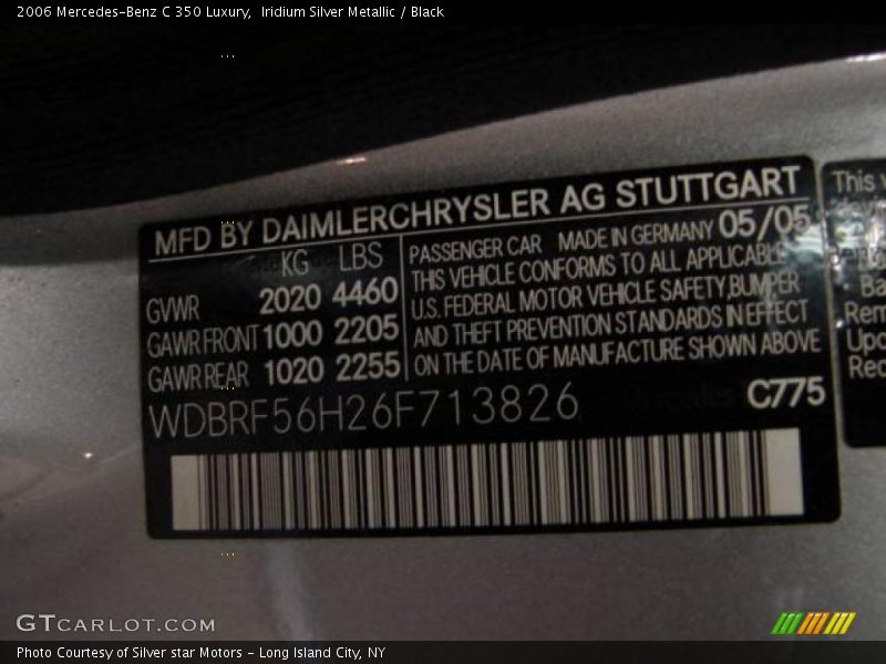 Iridium Silver Metallic / Black 2006 Mercedes-Benz C 350 Luxury