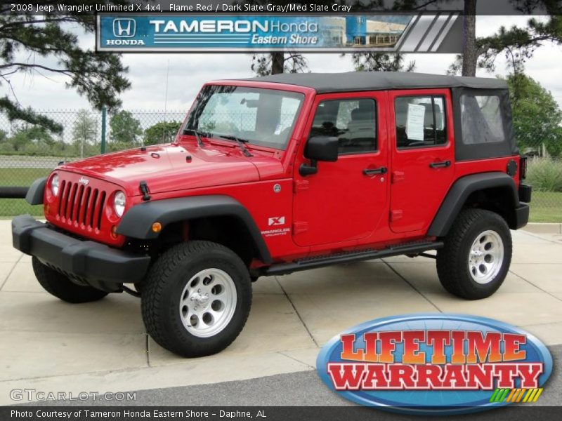 Flame Red / Dark Slate Gray/Med Slate Gray 2008 Jeep Wrangler Unlimited X 4x4