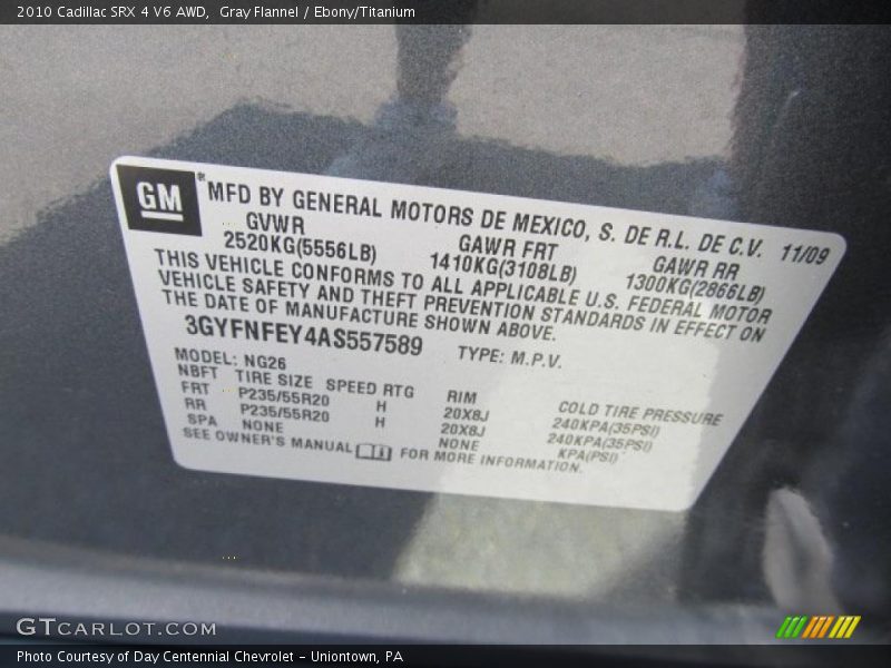 Gray Flannel / Ebony/Titanium 2010 Cadillac SRX 4 V6 AWD