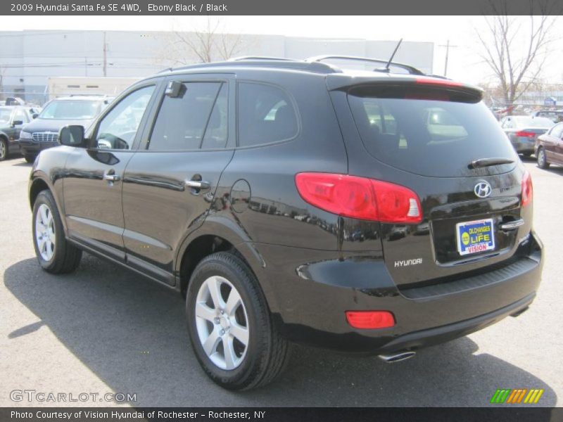 Ebony Black / Black 2009 Hyundai Santa Fe SE 4WD