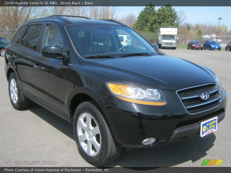 Ebony Black / Black 2009 Hyundai Santa Fe SE 4WD