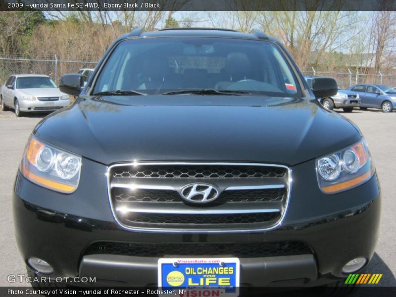 Ebony Black / Black 2009 Hyundai Santa Fe SE 4WD