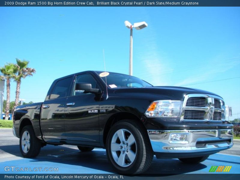 Brilliant Black Crystal Pearl / Dark Slate/Medium Graystone 2009 Dodge Ram 1500 Big Horn Edition Crew Cab