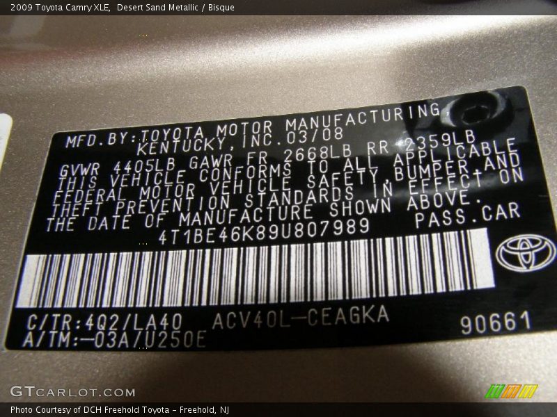 Desert Sand Metallic / Bisque 2009 Toyota Camry XLE