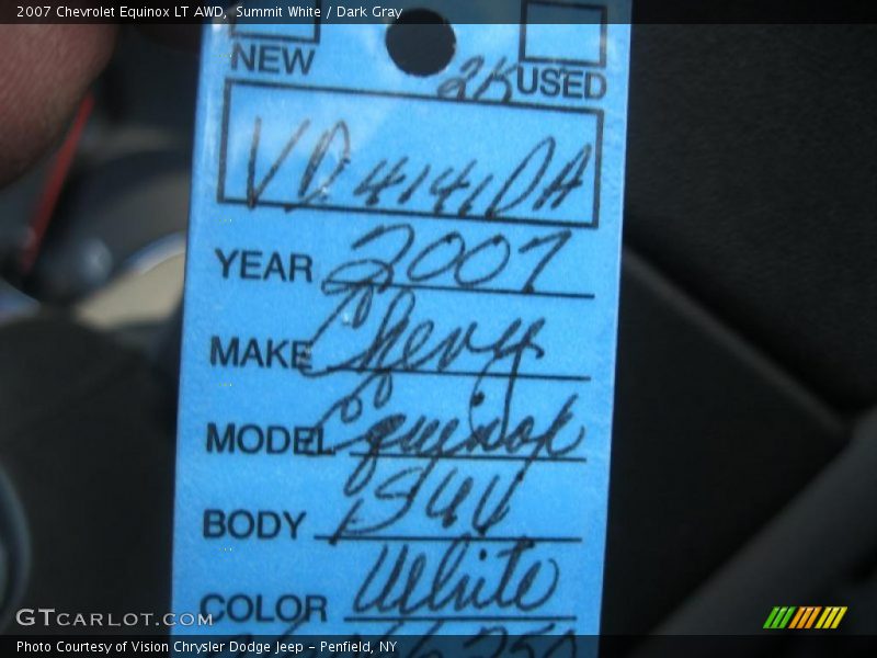 Summit White / Dark Gray 2007 Chevrolet Equinox LT AWD