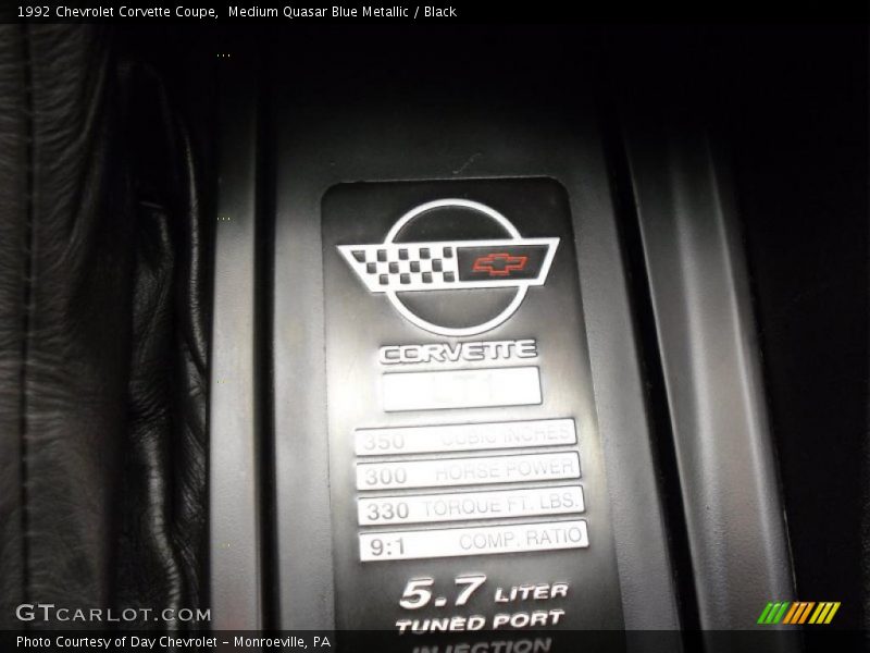 Info Tag of 1992 Corvette Coupe
