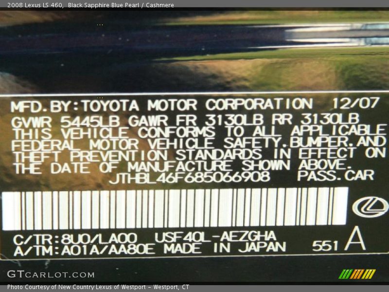 Black Sapphire Blue Pearl / Cashmere 2008 Lexus LS 460