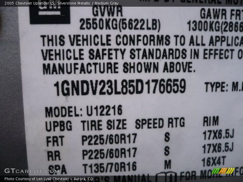 Silverstone Metallic / Medium Gray 2005 Chevrolet Uplander LS