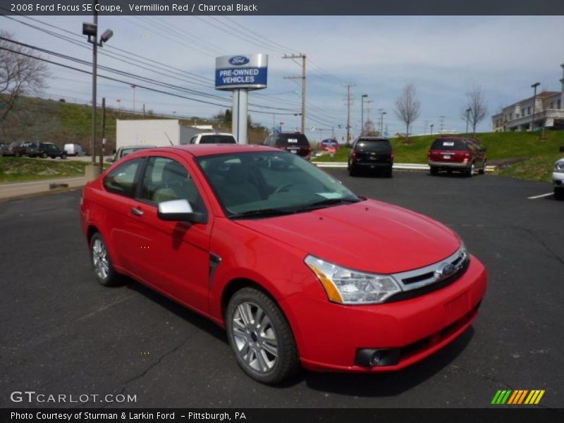 Vermillion Red / Charcoal Black 2008 Ford Focus SE Coupe