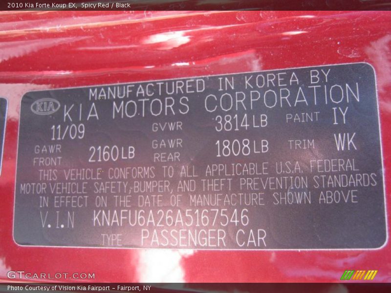 Spicy Red / Black 2010 Kia Forte Koup EX