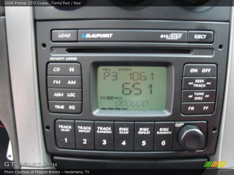 Controls of 2006 GTO Coupe