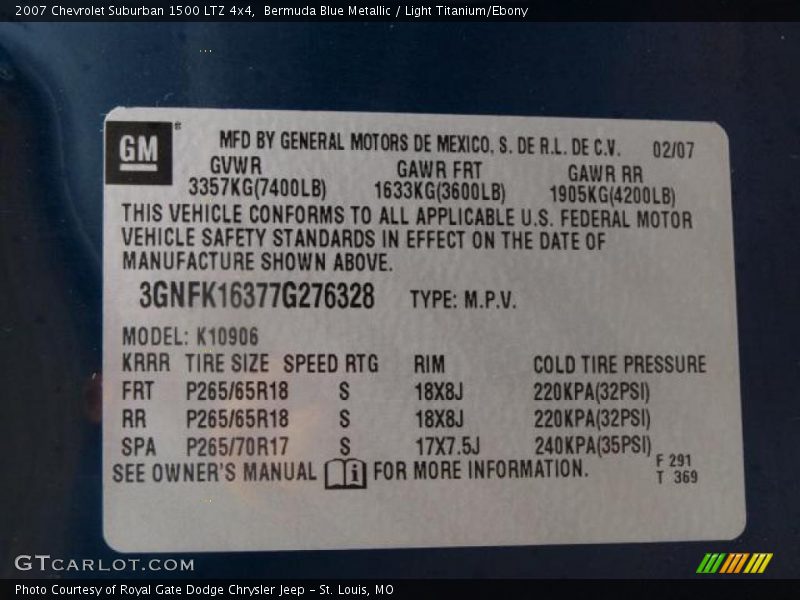 Bermuda Blue Metallic / Light Titanium/Ebony 2007 Chevrolet Suburban 1500 LTZ 4x4