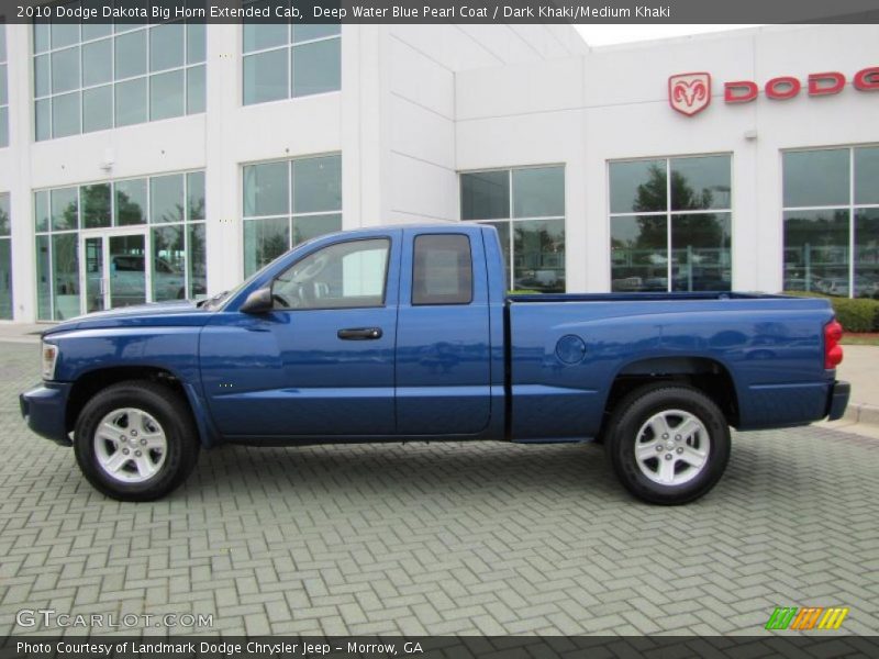 Deep Water Blue Pearl Coat / Dark Khaki/Medium Khaki 2010 Dodge Dakota Big Horn Extended Cab