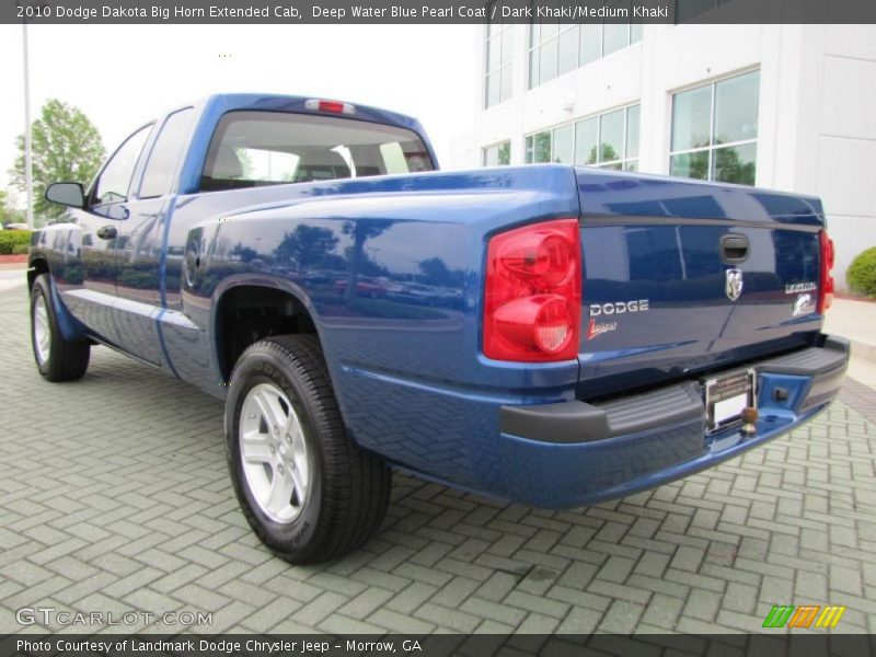 Deep Water Blue Pearl Coat / Dark Khaki/Medium Khaki 2010 Dodge Dakota Big Horn Extended Cab