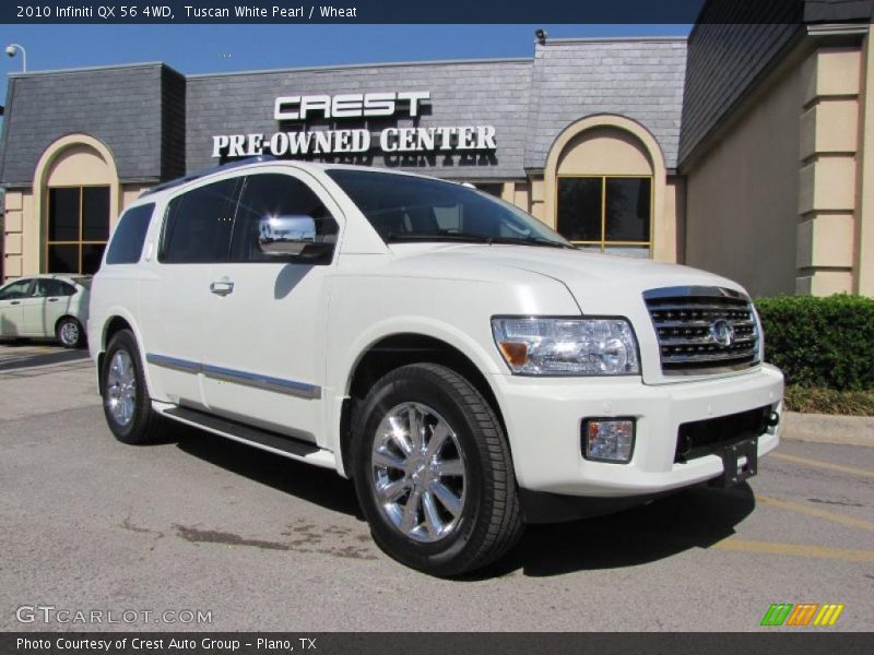 Tuscan White Pearl / Wheat 2010 Infiniti QX 56 4WD