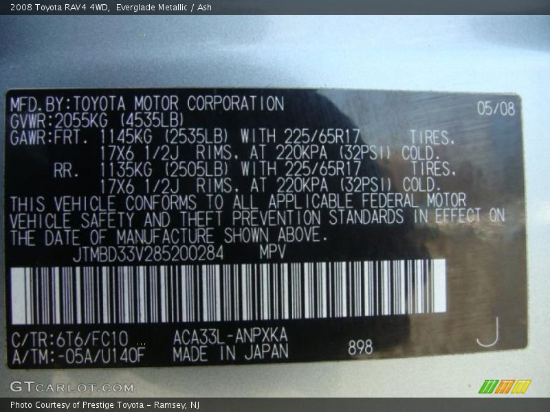 Everglade Metallic / Ash 2008 Toyota RAV4 4WD