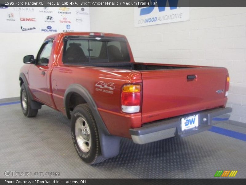 Bright Amber Metallic / Medium Prairie Tan 1999 Ford Ranger XLT Regular Cab 4x4