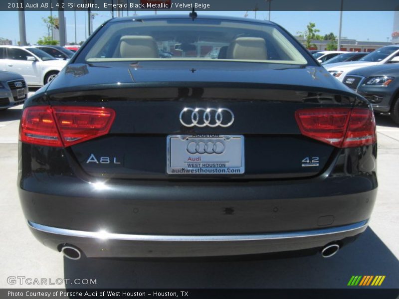 Emerald Black Metallic / Velvet Beige 2011 Audi A8 L 4.2 FSI quattro