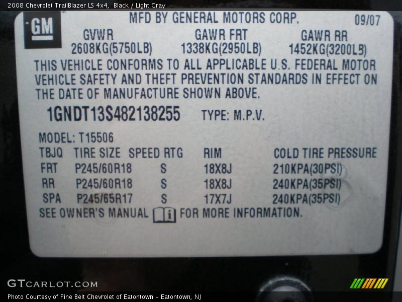 Black / Light Gray 2008 Chevrolet TrailBlazer LS 4x4