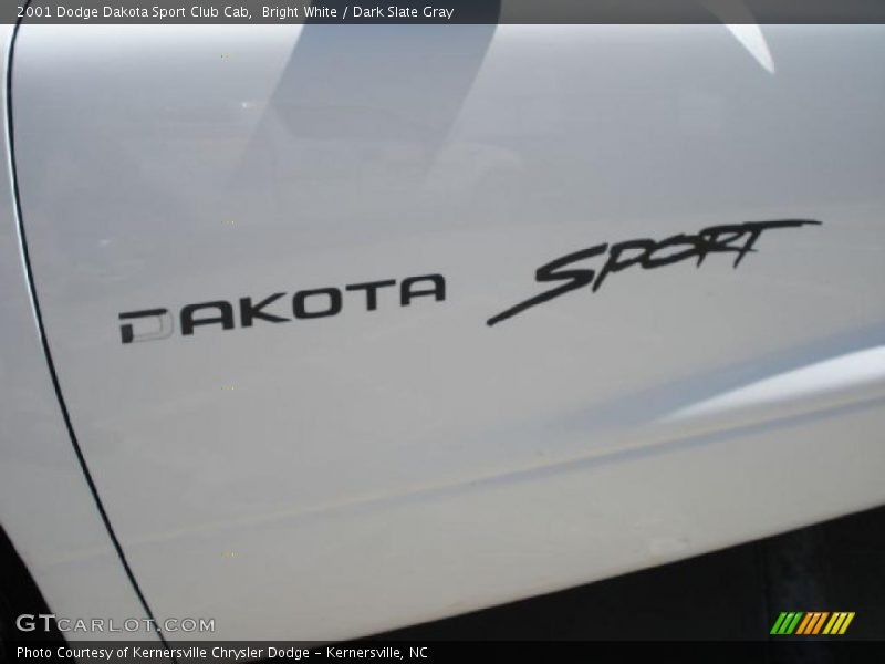 Bright White / Dark Slate Gray 2001 Dodge Dakota Sport Club Cab