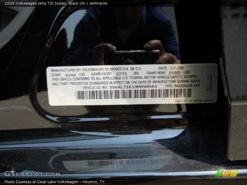 Black Uni / Anthracite 2009 Volkswagen Jetta TDI Sedan